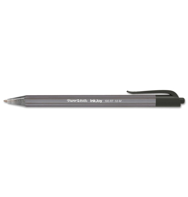 InkJoy 100 RT Ballpoint Pen, Retractable, Medium 1 mm, Black Ink, Smoke/Black Barrel, 20/Pack