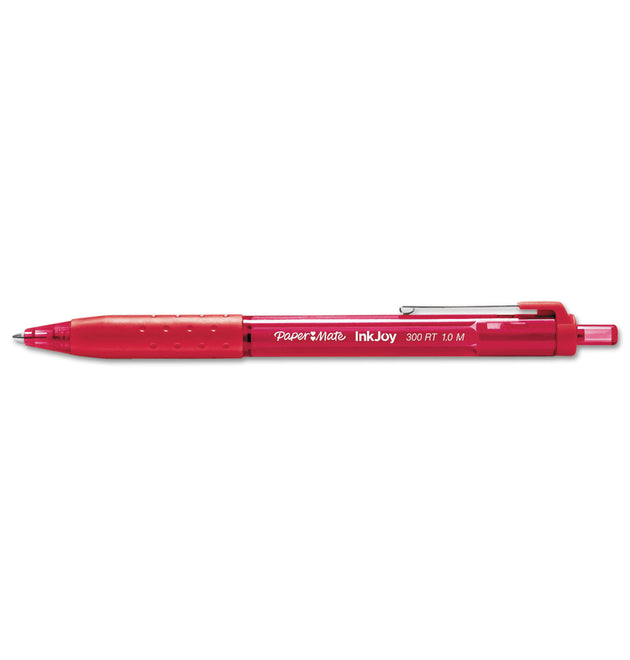 InkJoy 300 RT Ballpoint Pen, Refillable, Retractable, Medium 1 mm, Red Ink, Red Barrel, Dozen