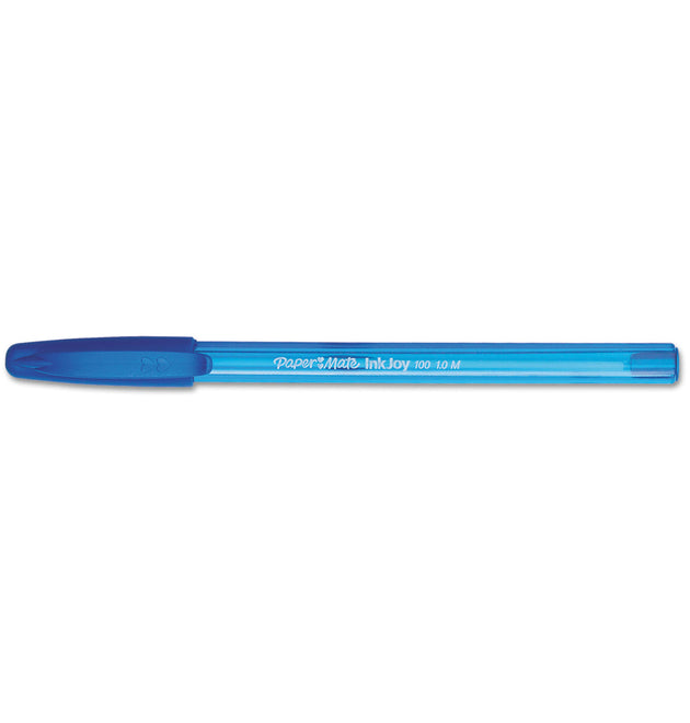 InkJoy 100 Ballpoint Pen, Stick, Medium 1 mm, Blue Ink, Translucent Blue Barrel, Dozen