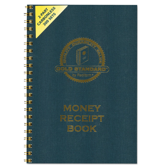 Gold Standard Money Receipt Book, Two-Part Carbonless, 7 x 2.75, 4 Forms/Sheet, 300 Forms Total