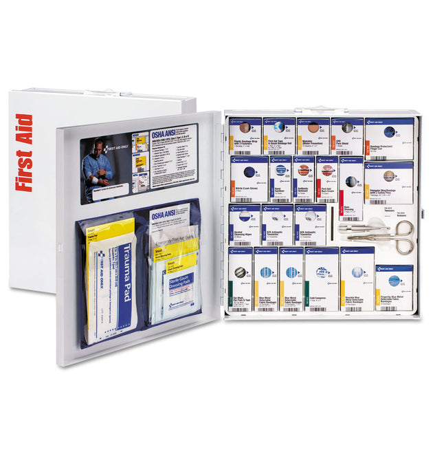 ANSI 2015 SmartCompliance Food Service First Aid Kit, w/o Medication, 50 People, 260 Pieces, Metal Case