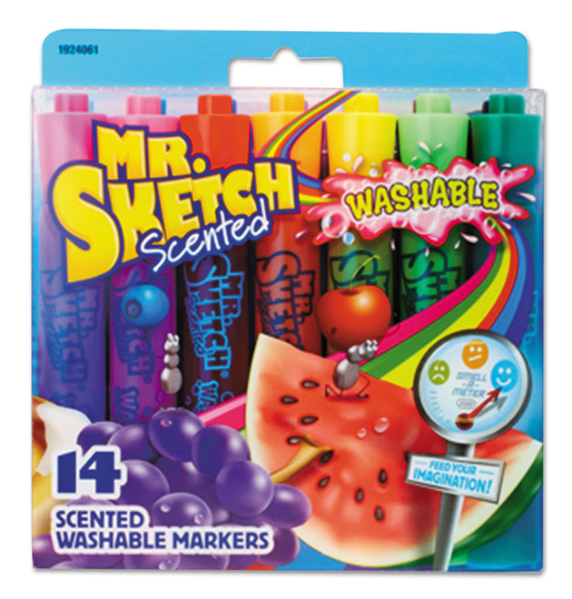 Washable Markers, Broad Chisel Tip, Assorted Colors, 14/Set