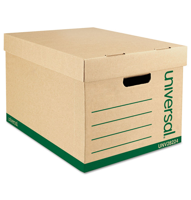 Recycled Heavy-Duty Record Storage Box, Letter/Legal Files, Kraft/Green, 12/Carton