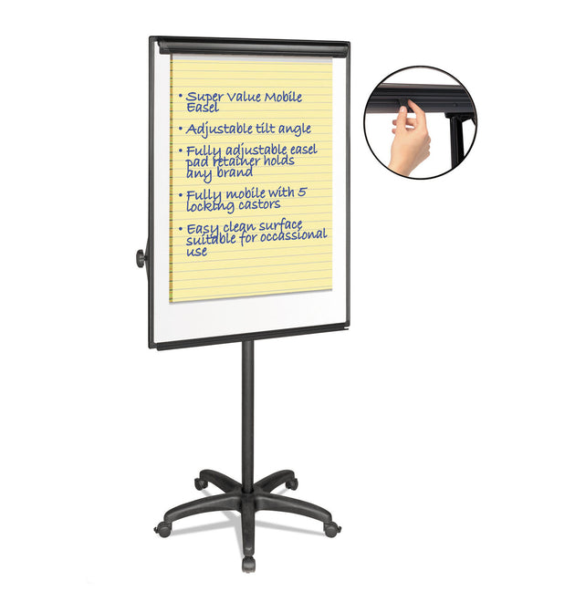 Silver Easy Clean Dry Erase Mobile Presentation Easel, 44