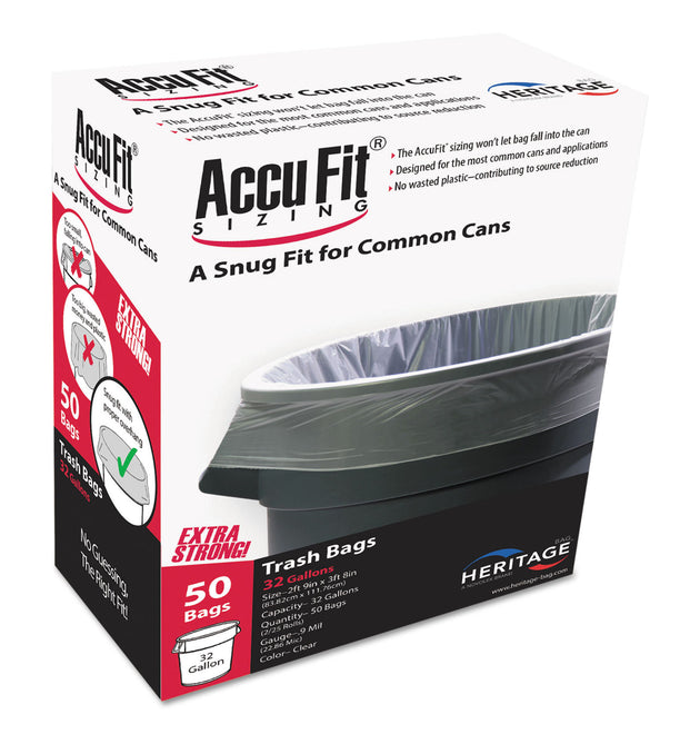 Linear Low Density Can Liners with AccuFit Sizing, 32 gal, 0.9 mil, 33