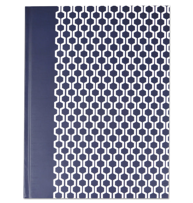 Casebound Hardcover Notebook, 1-Subject, Wide/Legal Rule, Dark Blue/White Cover, (150) 10.25 x 7.63 Sheets