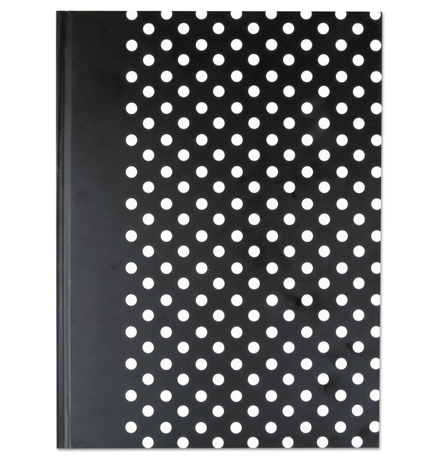 Casebound Hardcover Notebook, 1-Subject, Wide/Legal Rule, Black/White Cover, (150) 10.25 x 7.63 Sheets