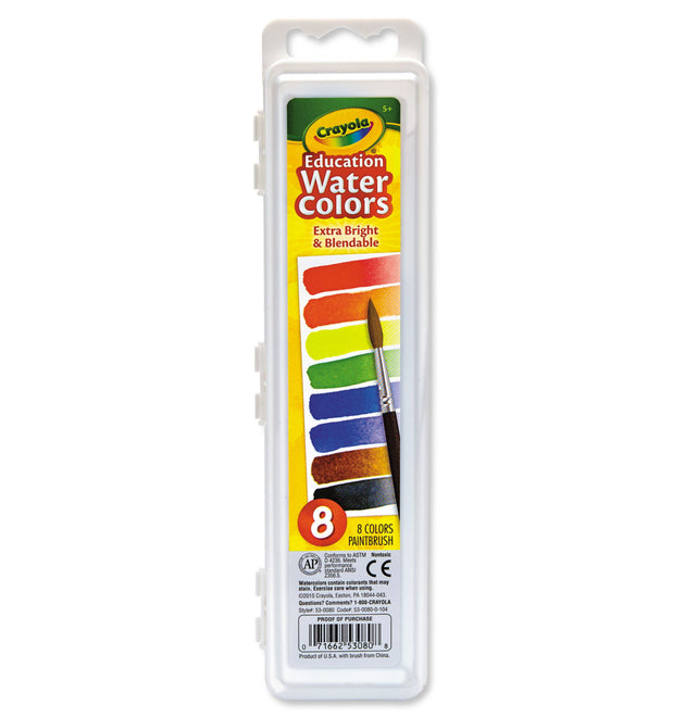 Watercolors, 8 Assorted Colors, Palette Tray