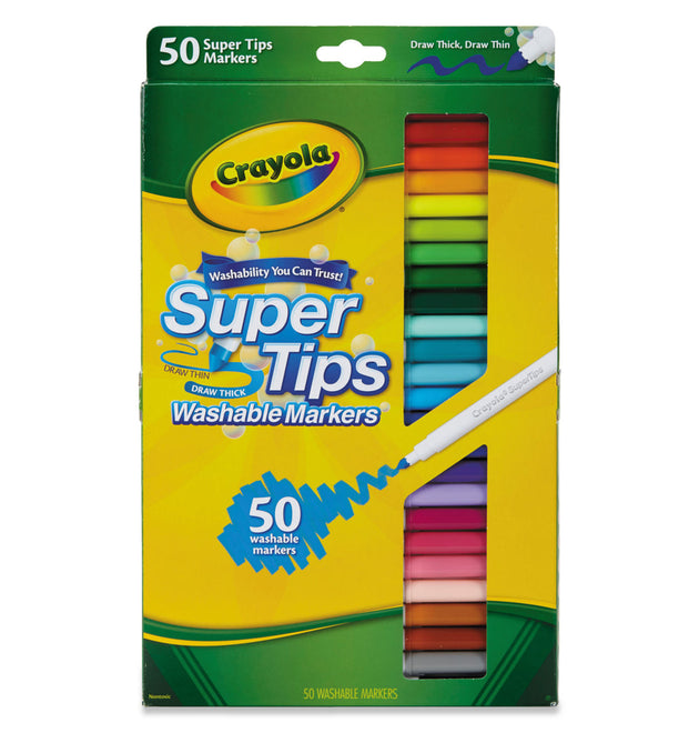 Washable Super Tips Markers, Fine/Broad Bullet Tips, Assorted Colors, 50/Set