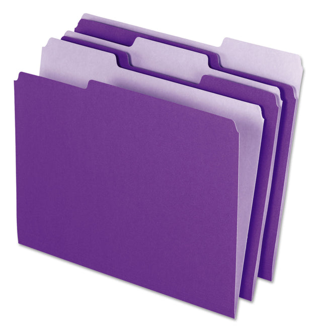 Interior File Folders, 1/3-Cut Tabs: Assorted, Letter Size, Violet, 100/Box