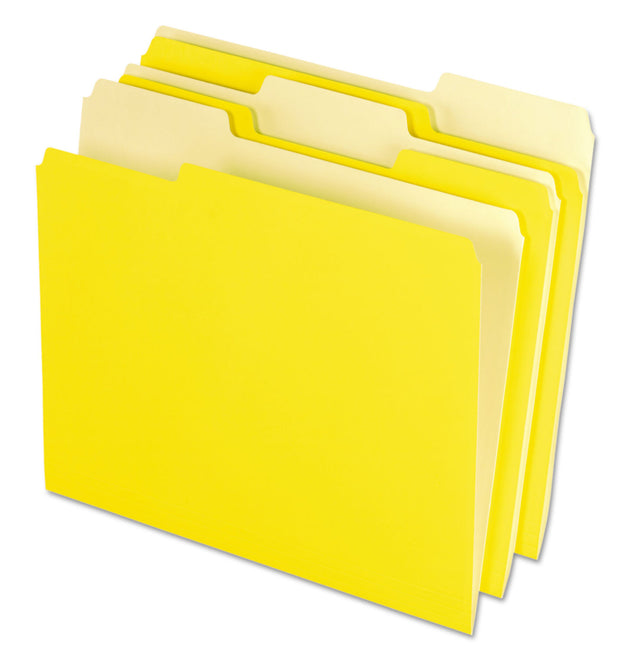 Interior File Folders, 1/3-Cut Tabs: Assorted, Letter Size, Yellow, 100/Box