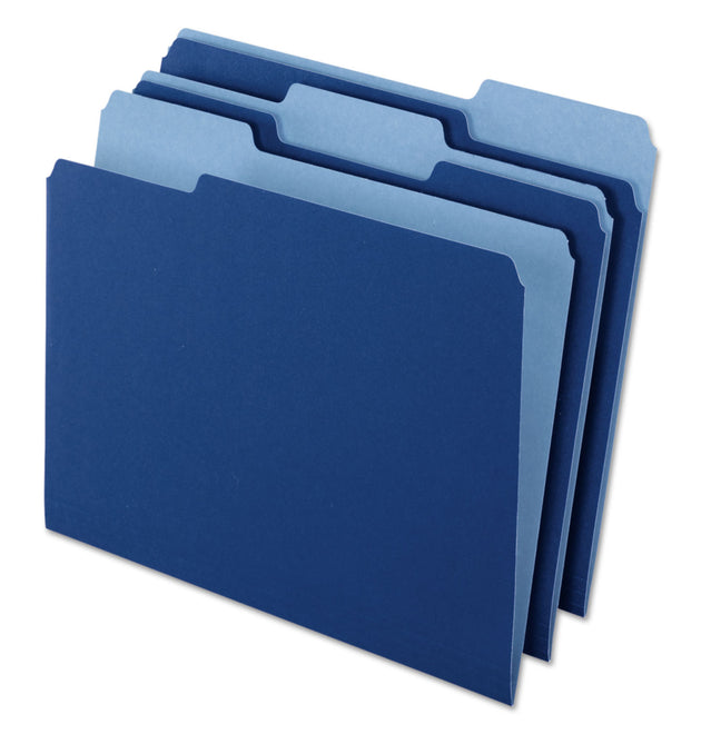 Interior File Folders, 1/3-Cut Tabs: Assorted, Letter Size, Navy Blue, 100/Box