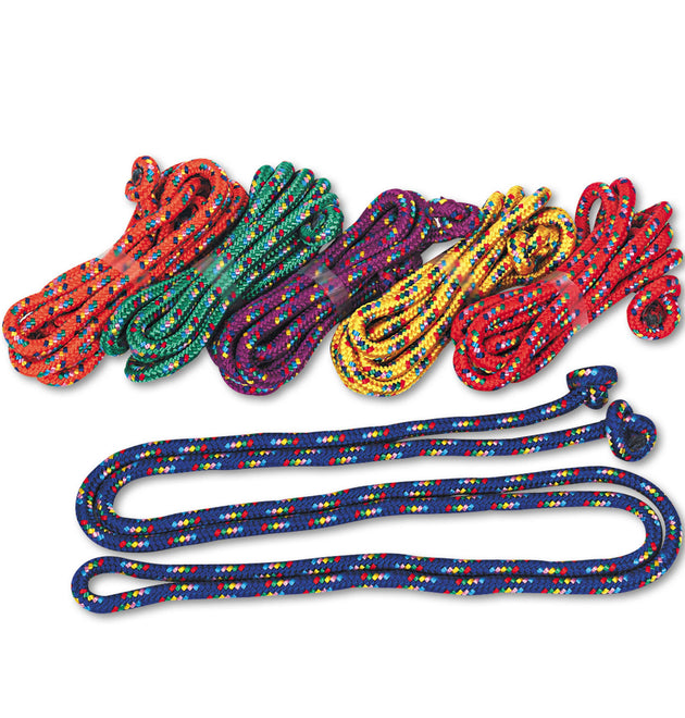 Braided Nylon Jump Ropes, 8 ft, Assorted, 6/Pack