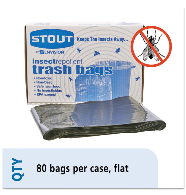 Insect-Repellent Trash Bags, 35 gal, 2 mil, 33