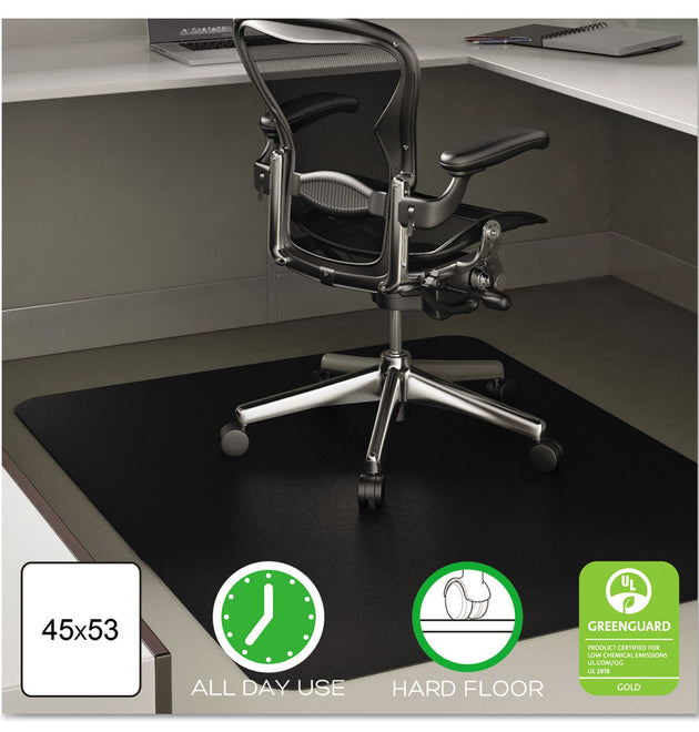 EconoMat All Day Use Chair Mat for Hard Floors, Flat Packed, 45 x 53, Black