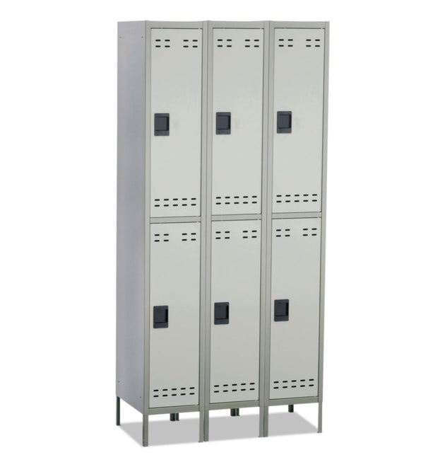 Double-Tier, Three-Column Locker, 36w x 18d x 78h, Two-Tone Gray