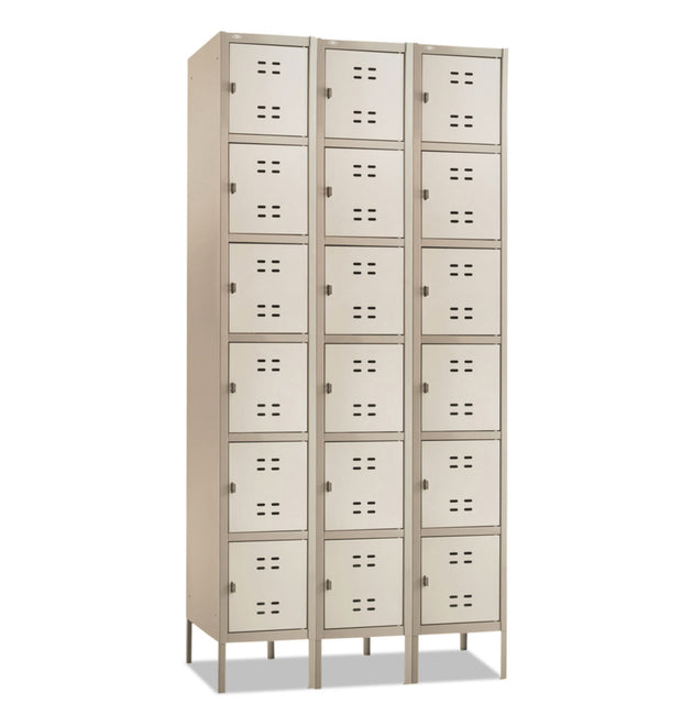 Three-Column Box Locker, 36w x 18d x 78h, Two-Tone Tan