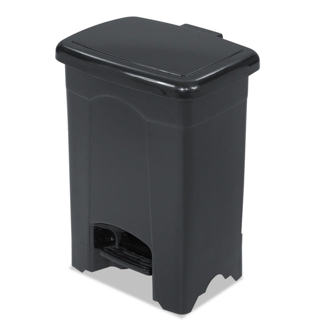 Plastic Step-On Receptacle, 4 gal, Plastic, Black