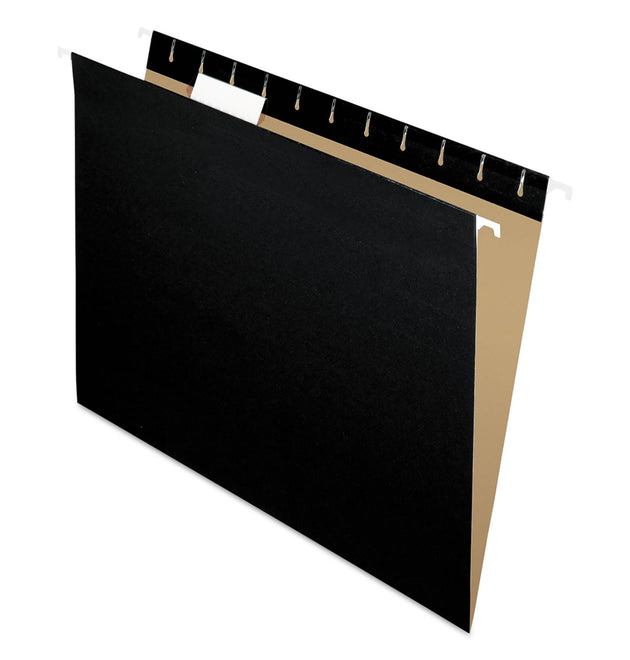 Colored Hanging Folders, Letter Size, 1/5-Cut Tabs, Black, 25/Box