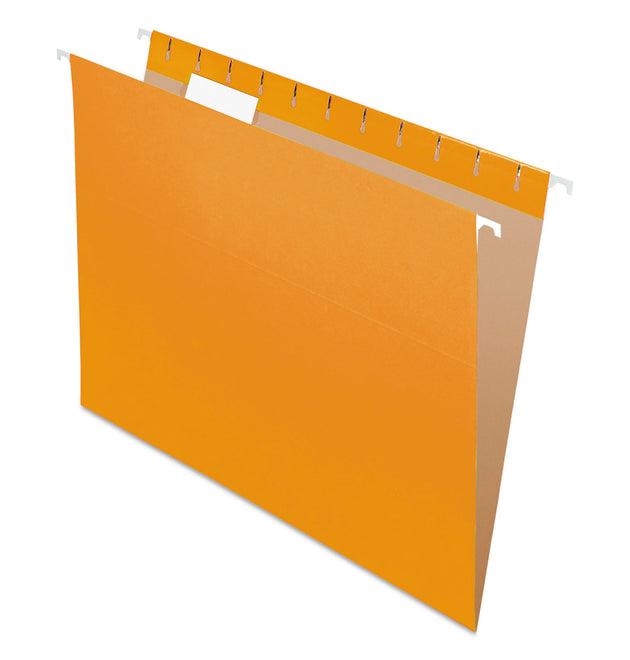 Colored Hanging Folders, Letter Size, 1/5-Cut Tabs, Orange, 25/Box