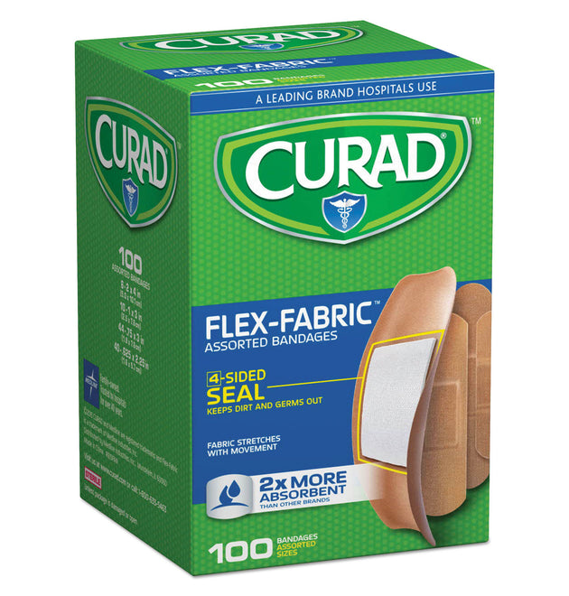 Flex Fabric Bandages, Assorted Sizes, 100/Box