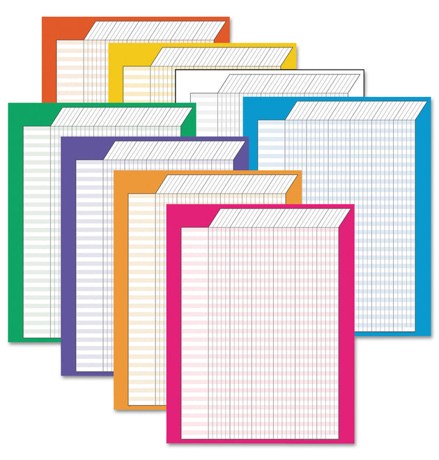 Jumbo Vertical Incentive Chart Pack, 22 x 28, Vertical Orientation, Assorted Colors with Assorted Borders, 8/Pack