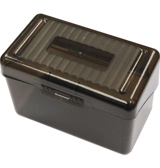 Plastic Index Card Boxes, Holds 400 4 x 6 Cards, 6.78 x 4.25 x 4.5, Translucent Black