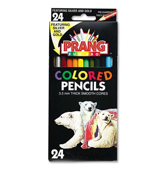 Colored Pencil Sets, 3.3 mm, 2B, Assorted Lead and Barrel Colors, 24/Pack