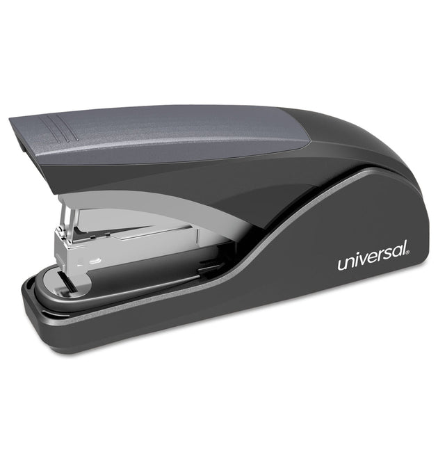 Deluxe Power Assist Flat-Clinch Full Strip Stapler, 25-Sheet Capacity, Black/Gray