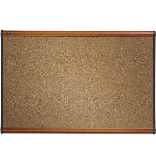 Prestige Colored Cork Bulletin Board, 48 x 36, Brown Surface, Light Cherry Fiberboard/Plastic Frame