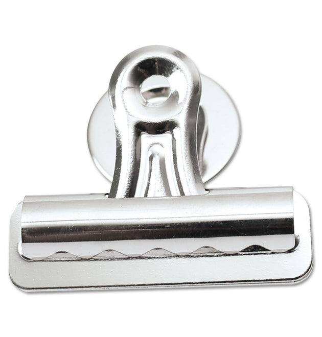 Bulldog Magnetic Clips, Medium, Nickel, 12/Pack