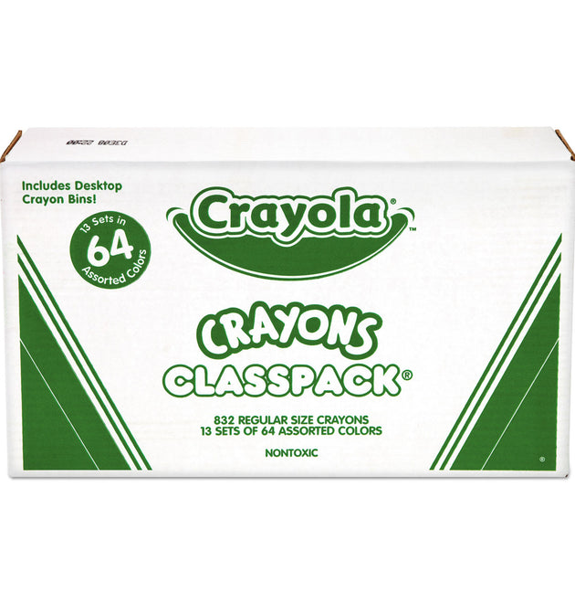 Classpack Regular Crayons, Assorted, 13 Caddies, 832/Box