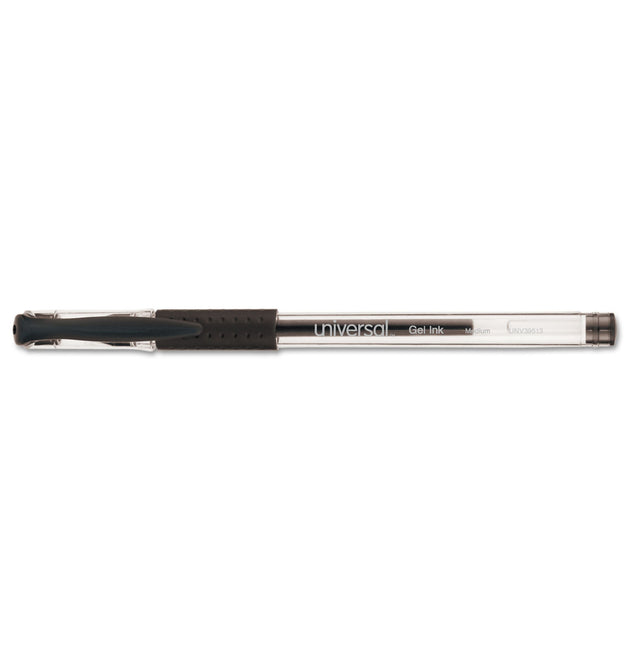 Comfort Grip Gel Pen, Stick, Medium 0.7 mm, Black Ink, Clear/Black Barrel, 60/Pack