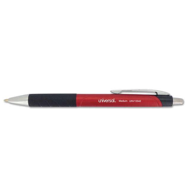 Comfort Grip Ballpoint Pen, Retractable, Medium 1 mm, Red Ink, Red/Black Barrel, Dozen