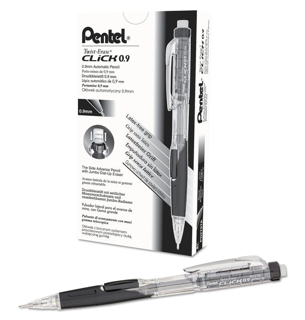 Twist-Erase CLICK Mechanical Pencil, 0.9 mm, HB (#2), Black Lead, Black Barrel