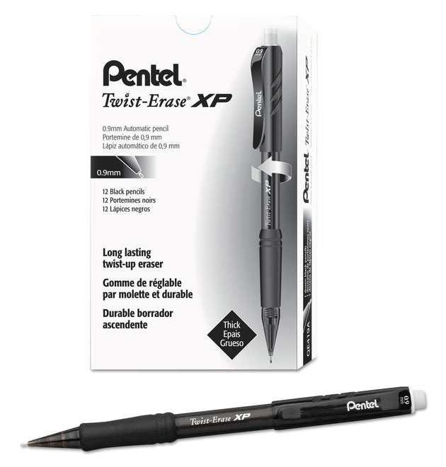 Twist-Erase EXPRESS Mechanical Pencil, 0.9 mm, HB (#2), Black Lead, Black Barrel, Dozen