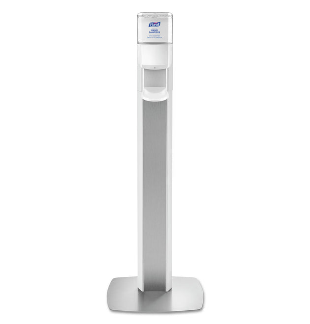 MESSENGER ES6 Floor Stand with Dispenser, 1,200 mL, 13.16 x 16.63 x 51.57, Silver/White