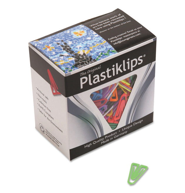 Plastiklips Paper Clips, Small, Smooth, Assorted Colors, 1,000/Box