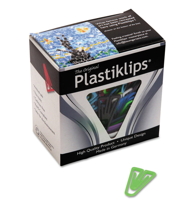 Plastiklips Paper Clips, Large, Smooth, Assorted Colors, 200/Box