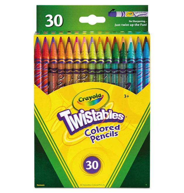 Twistables Colored Pencils, 2 mm, 2B, Assorted Lead and Barrel Colors, 30/Pack