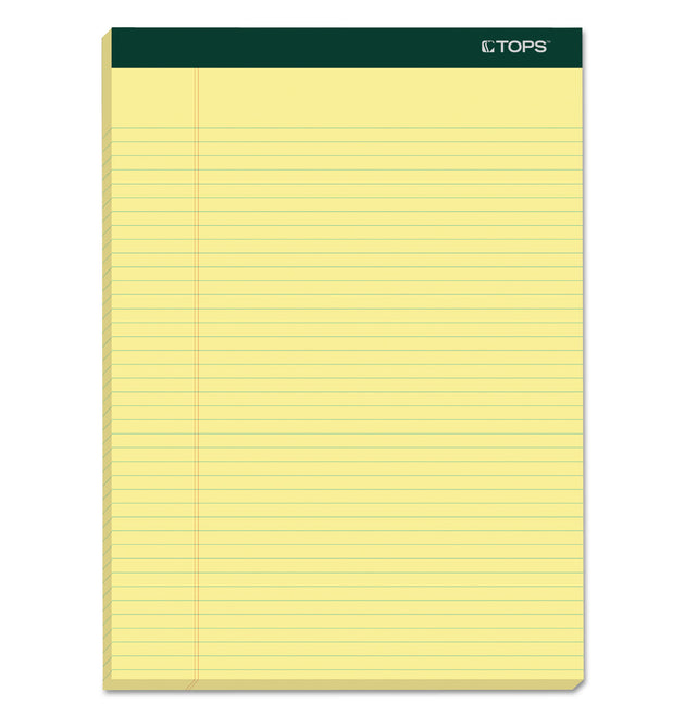 Double Docket Ruled Pads, Narrow Rule, 100 Canary-Yellow 8.5 x 11.75 Sheets, 6/Pack