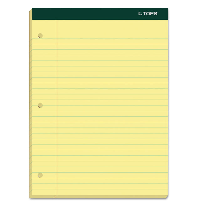 Double Docket Ruled Pads, Wide/Legal Rule, 100 Canary-Yellow 8.5 x 11.75 Sheets, 6/Pack