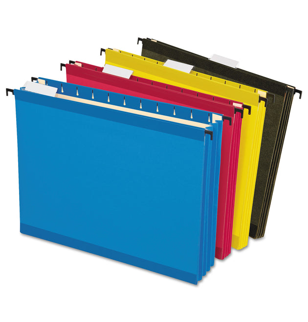 SureHook Hanging Pocket File, Letter Size, 1/5-Cut Tabs, Assorted Colors, 4/Pack