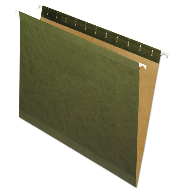 Reinforced Hanging File Folders, Letter Size, Straight Tabs, Standard Green, 25/Box