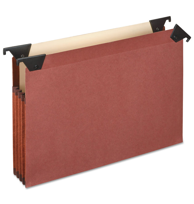 Premium Expanding Hanging File Pockets with Swing Hooks and Dividers, 3 Dividers with 1/3-Cut Tabs, Letter Size, Brown, 5/Box