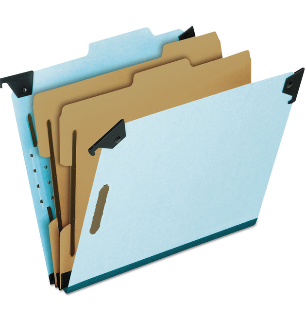 Hanging Classification Folders with Dividers, Letter Size, 2 Dividers, 2/5-Cut Exterior Tabs, Blue