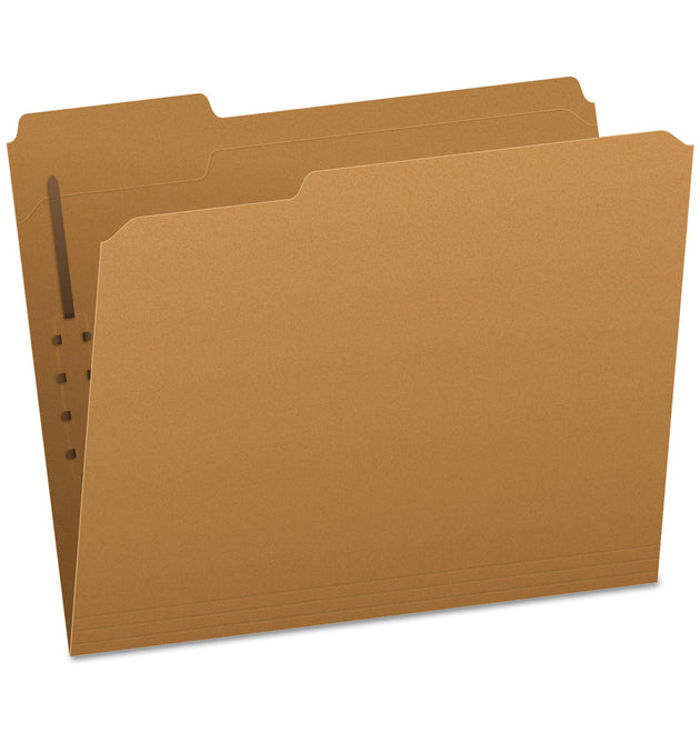 Kraft Fastener Folders, 1/3-Cut Tabs, 1 Fastener, Letter Size, Kraft Exterior, 50/Box