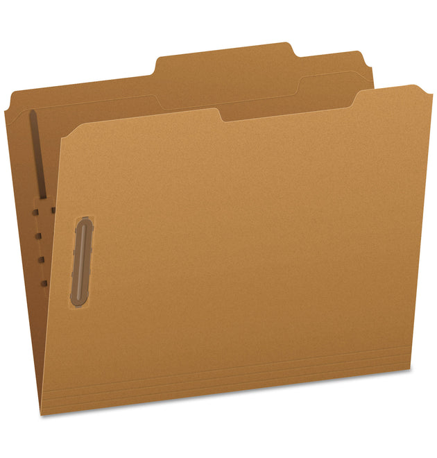 Kraft Fastener Folders, 2/5-Cut Tabs, 2 Fasteners, Letter Size, Kraft Exterior, 50/Box