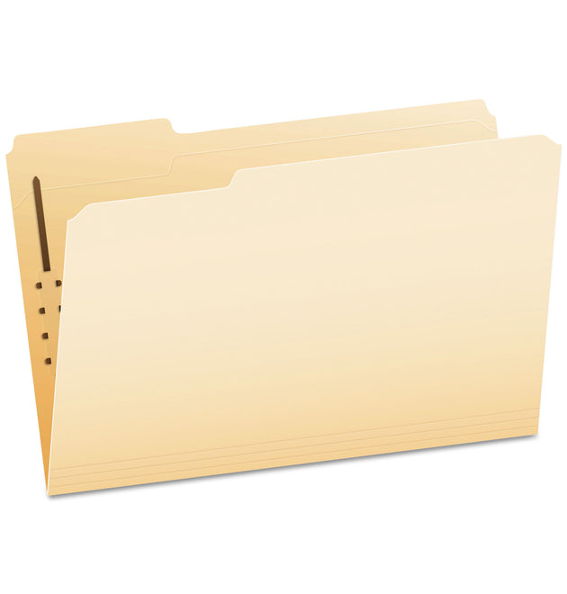 Manila Fastener Folders, 1/3-Cut Tabs, 1 Fastener, Legal Size, Manila Exterior, 50/Box