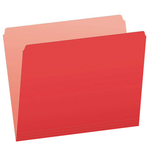 Colored File Folders, Straight Tabs, Letter Size, Red/Light Red, 100/Box